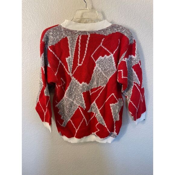 VTG El Mar California Long Sleeve Knit Red Abstract Sweater Women's Large - Picture 4 of 6